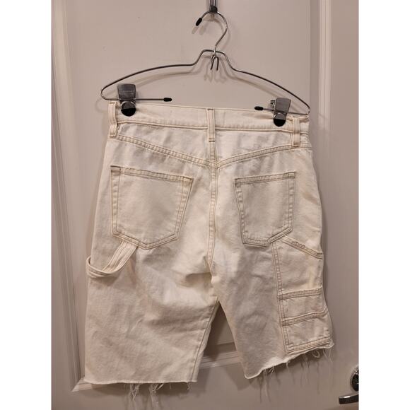 Frame Denim Le Slouch Off White Rips Bermuda Shorts with Hammer Hoop - Picture 3 of 6